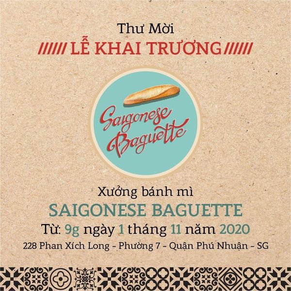 Xưởng bánh mì Saigonese Baguette xin trân trọng thông báo: