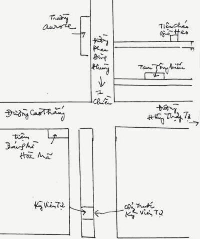 Bản đồ khu vực tiệm bánh mì Hòa Mã Sài Gòn xưa