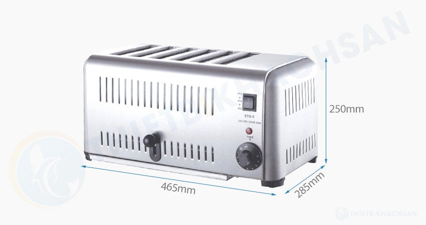 Bản vẽ chi tiết kích thước lò nướng bánh mì sandwich 6 khe ETS-6