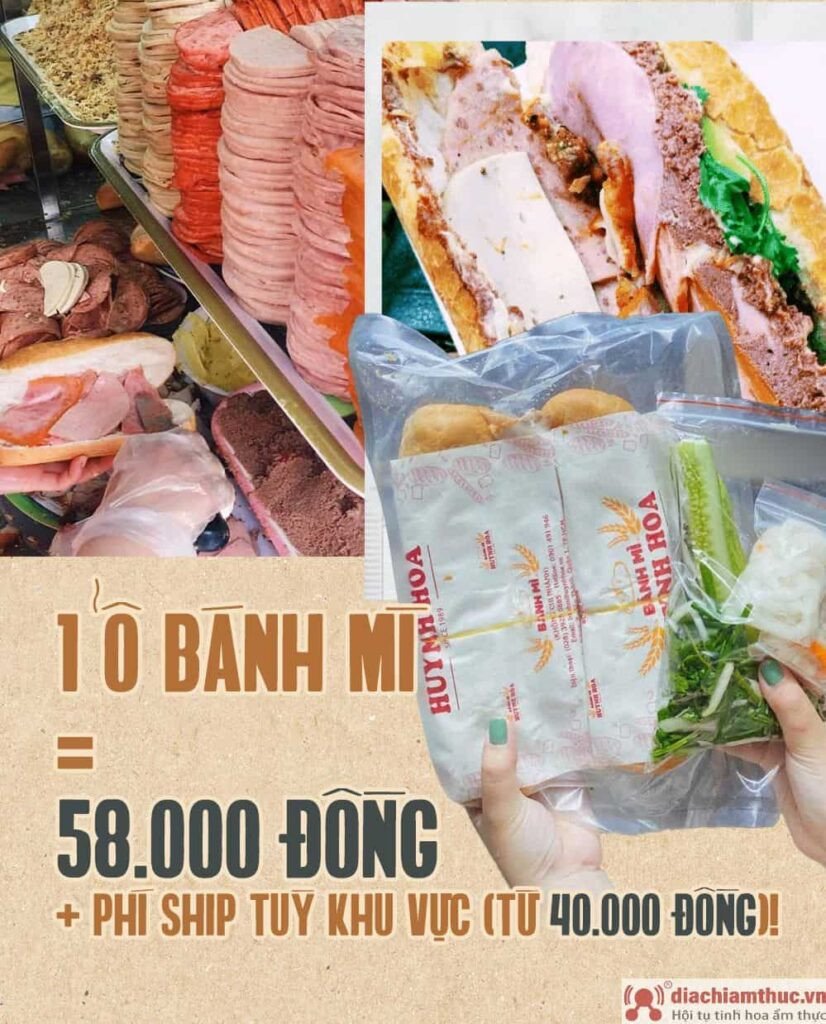 Bảng giá chi tiết của bánh mì Huỳnh Hoa, thể hiện sự đầu tư vào chất lượng