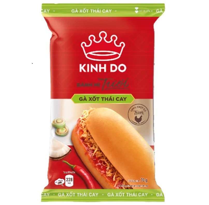 Bánh mì ăn liền vị gà xốt Thái cay, hương vị đậm đà hấp dẫn