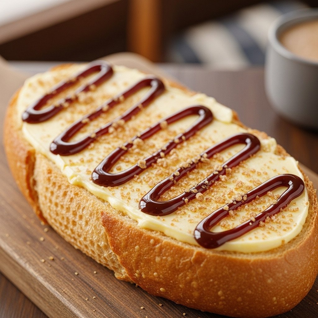 Bánh mì bơ ngào đường làm từ bánh mì cũ, có thể thêm caramel để ngọt ngào hơn