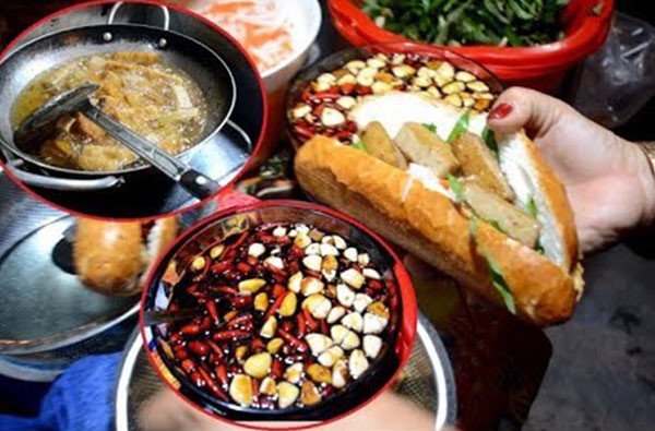 Bánh mì chả cá Nha Trang hoàn chỉnh với chả cá miếng và rau dưa đậm đà