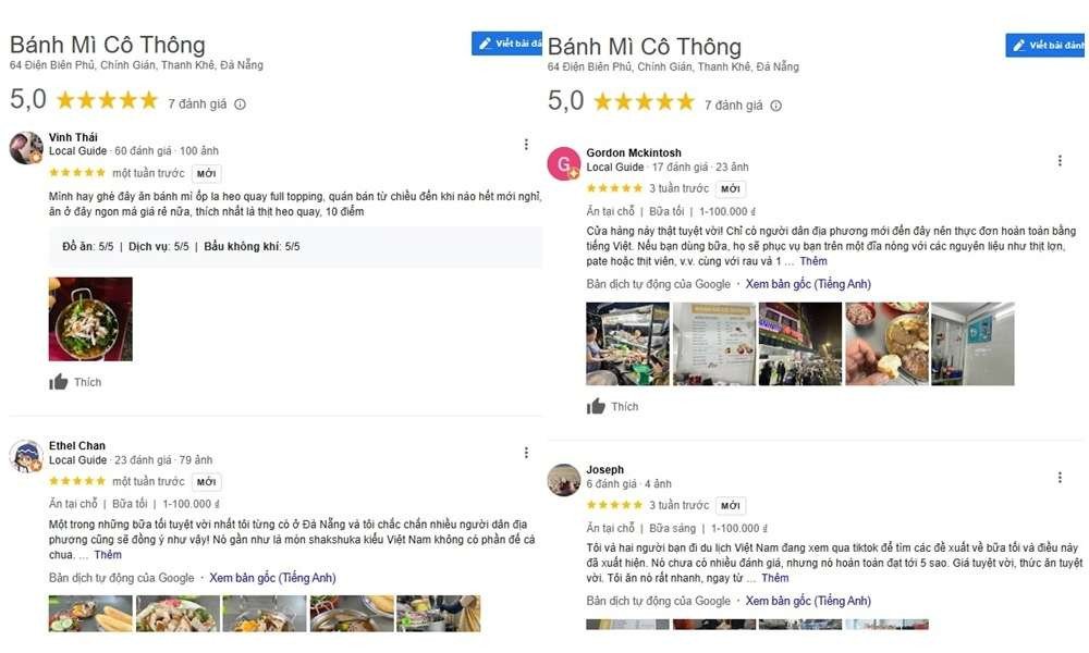 Bánh mì đêm Đà Nẵng, các đánh giá tích cực về quán bánh mì Cô Thông