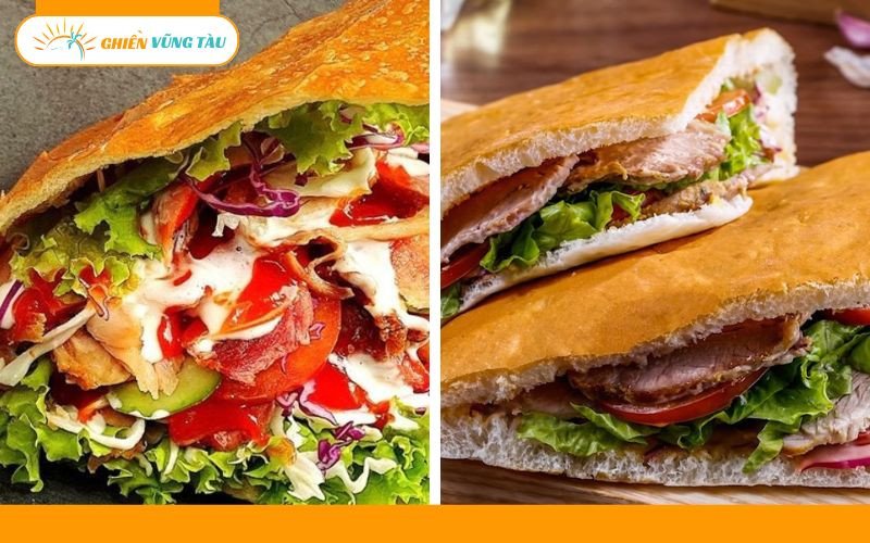 Bánh mì Doner Kebab thơm ngon với thịt gà hoặc bò, cùng rau và nước sốt tươi mới.