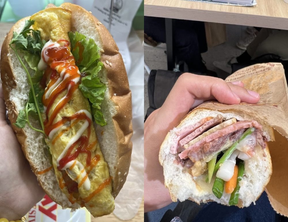 Bánh mì giòn nhân trứng, chả, pate và rau củ tươi ngon tròn vị của Lão Phù