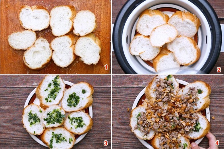 Bánh mì hấp thịt heo mỡ hành thơm ngon