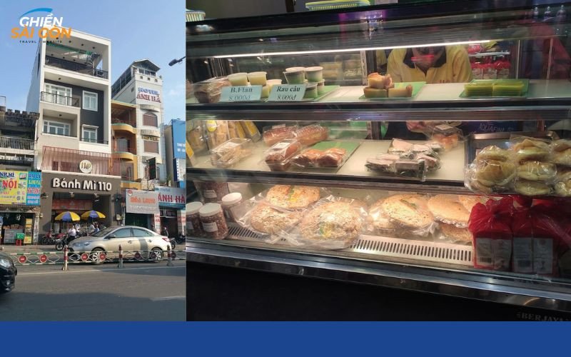 Bánh mì Hoàng Nam với lớp nhân đầy đặn gồm thịt nguội, chả và rau thơm