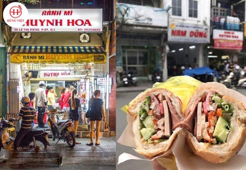 Bánh mì Huỳnh Hoa nổi tiếng với nhân siêu đầy và hương vị truyền thống Sài Gòn