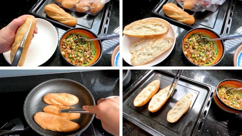 Bánh mì mỡ hành nước cốt dừa: Áp chảo giòn rụm