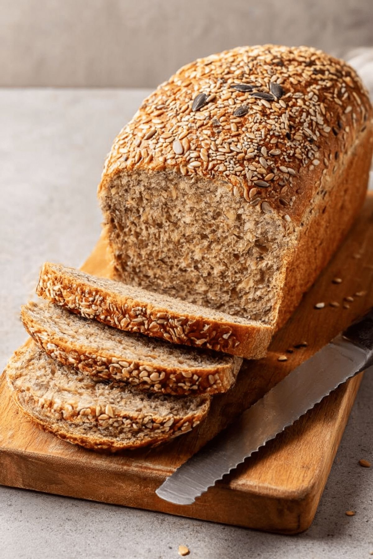 Bánh Mì Nguyên Cám Tous Les Jours: Lợi Ích & Sử Dụng Hiệu Quả 1 ổ bánh mì nguyên cám với vỏ nâu tự nhiên, bên trong là cấu trúc đặc