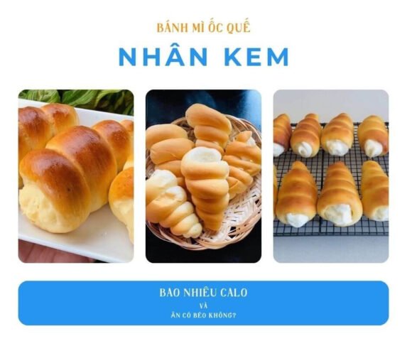 Bánh mì ốc quế nhân kem thơm ngon béo ngậy, món tráng miệng được nhiều người yêu thích