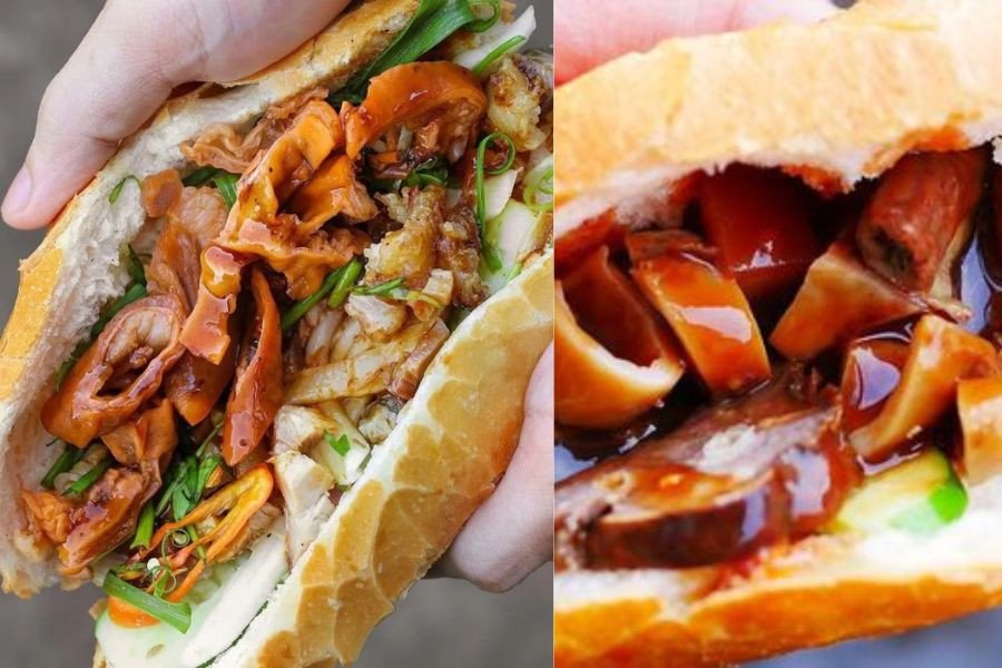 Bánh mì phá lấu đậm đà hương vị Sài Gòn, với phá lấu lòng heo mềm béo.