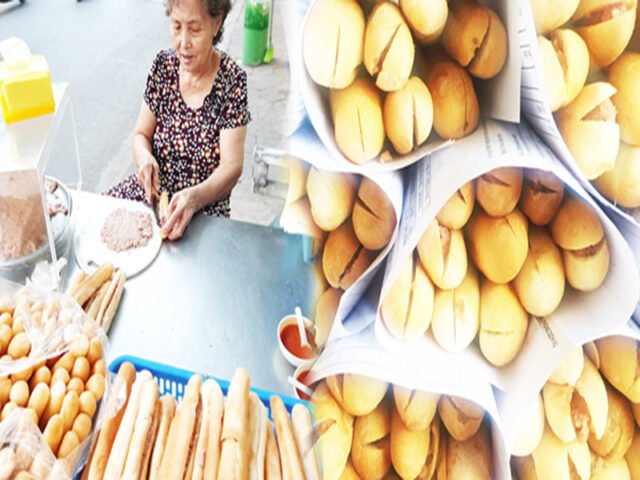 Bánh mì que Bà Cụ Hải Phòng với vỏ giòn tan và nhân pate hấp dẫn