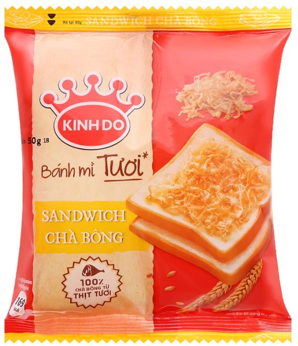 Bánh mì sandwich ăn liền nhân chà bông đậm đà, dễ mang theo