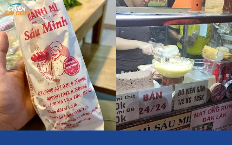 Bánh mì Sáu Minh được đóng gói cẩn thận trong giấy và túi đựng tiện lợi, hợp vệ sinh