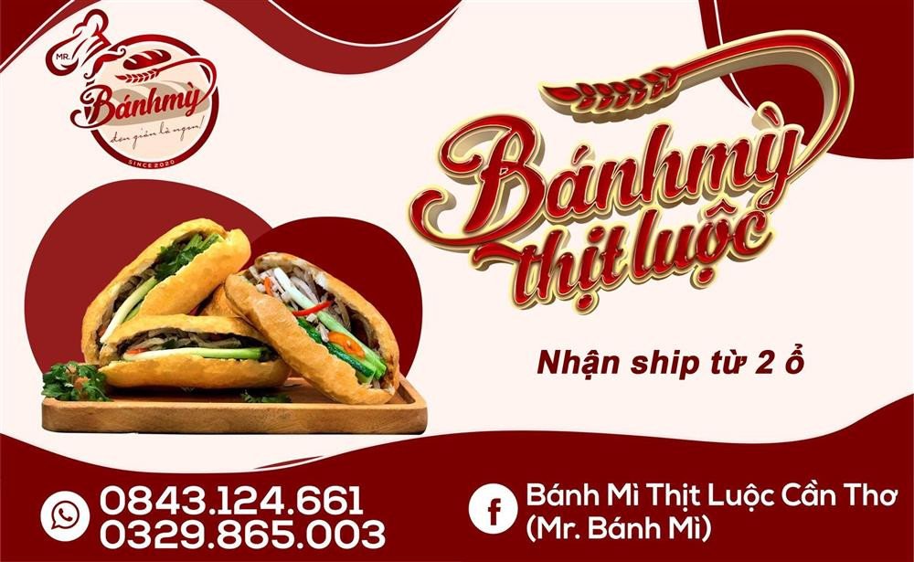 Bánh mì thịt luộc tại Mr. Bánh Mì Cần Thơ với nước sốt đặc trưng