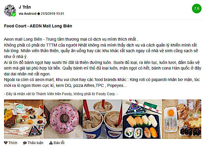 Bánh mì tươi nướng tại AEON Bakery Long Biên