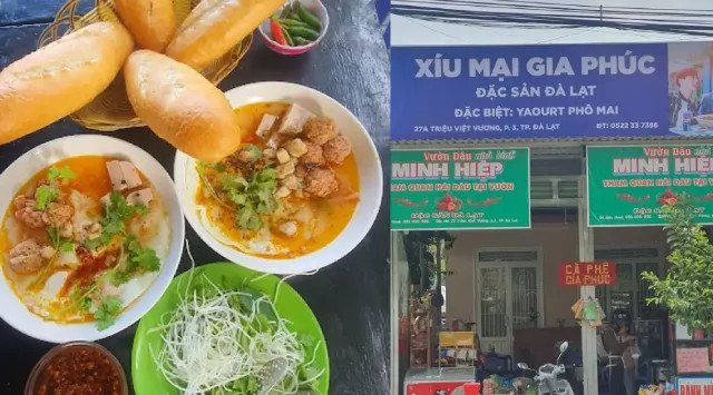 Bánh mì xíu mại Gia Phúc với chén xíu mại tròn đầy và bánh mì nóng hổi, mời gọi thực khách