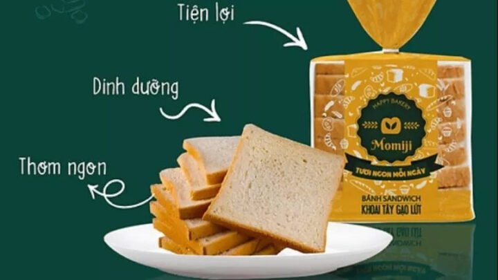 Bao bì bánh mì khoai tây gạo lứt Momoji với thông tin dinh dưỡng hữu ích