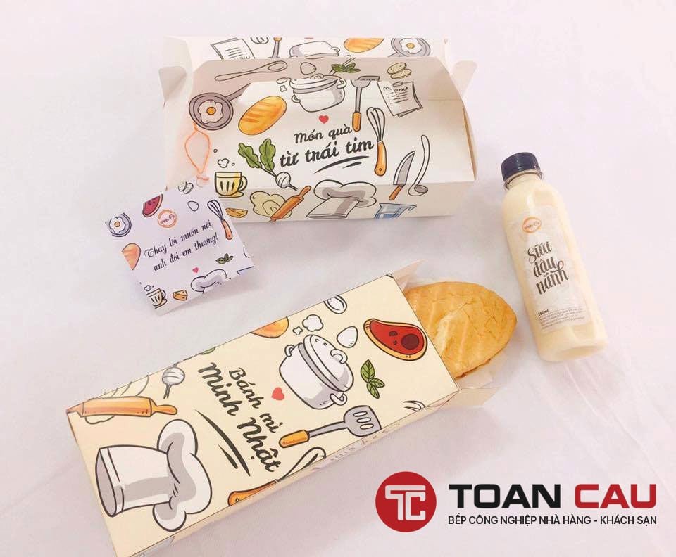 Bao bì giấy thân thiện môi trường với logo thương hiệu, nâng cao giá trị sản phẩm cho lò bánh mì