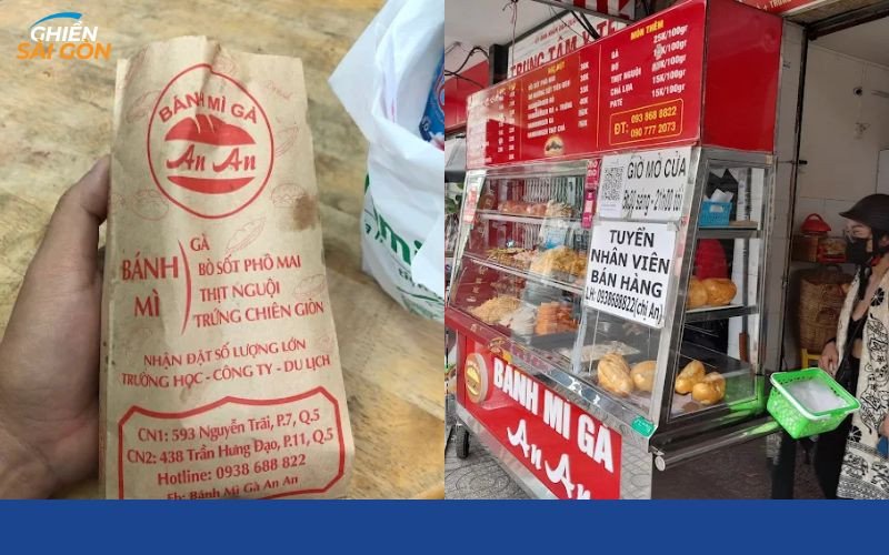 Bao bì tiện lợi với logo đặc trưng của bánh mì gà An An