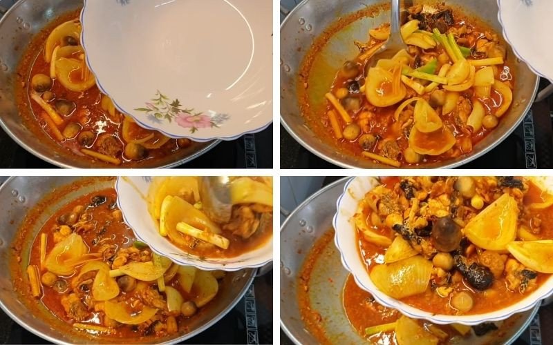 Bày món ếch xào sả ớt ra tô, thêm hành ngò và thưởng thức