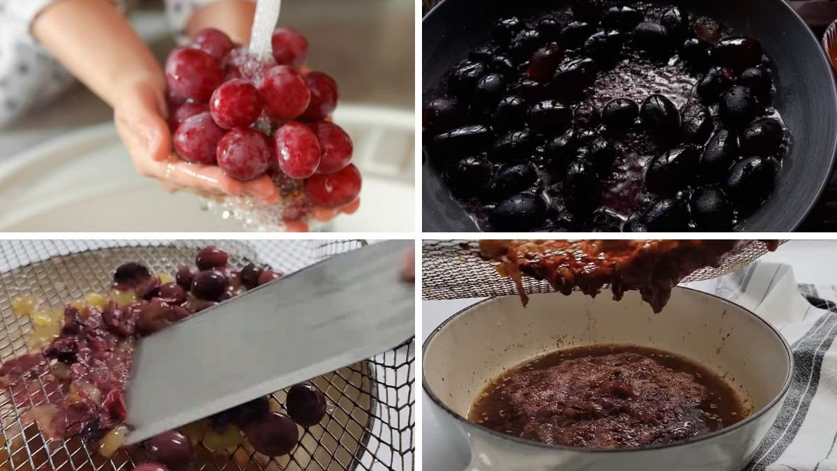 Các bước sơ chế nho sạch để chế biến mứt nho ăn bánh mì