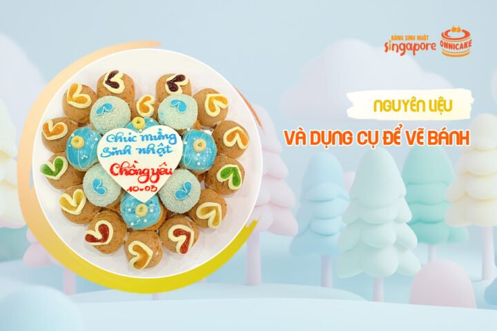 Các dụng cụ cần thiết để vẽ bánh sinh nhật đơn giản
