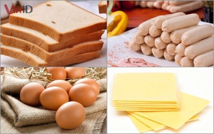Các nguyên liệu cơ bản để làm bánh mì ốp la xúc xích