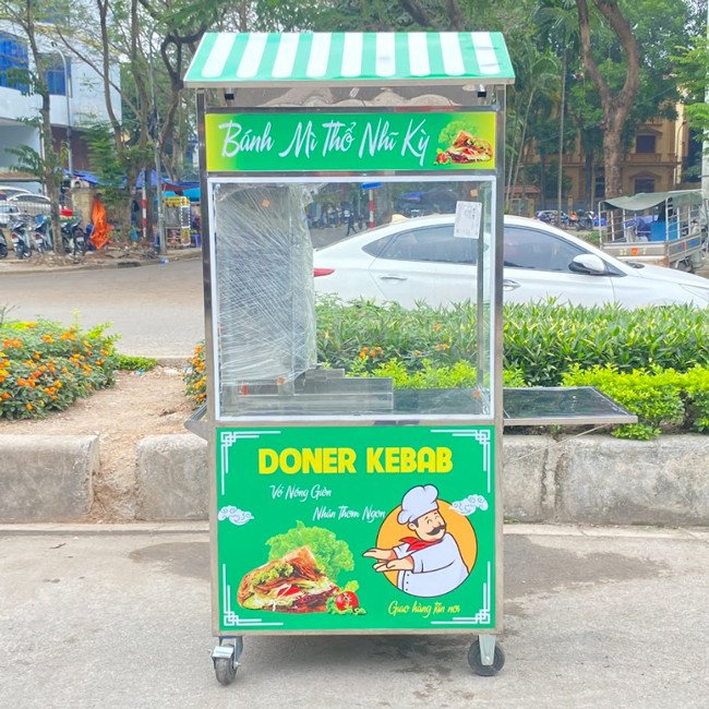Cấu tạo khung inox bền bỉ của xe bánh mì có lò nướng