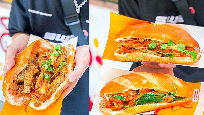 Chả cá vàng thơm hấp dẫn trong bánh mì chả cá Sài Gòn