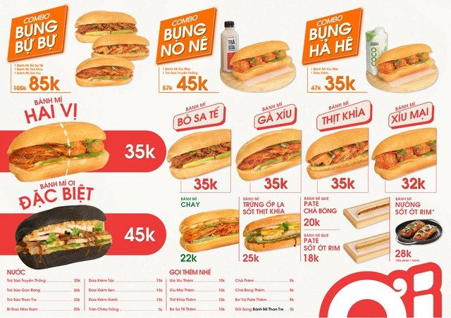 Chất liệu in menu bánh mì