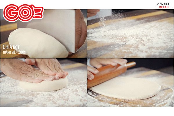 Chia và cán bột vỏ bánh