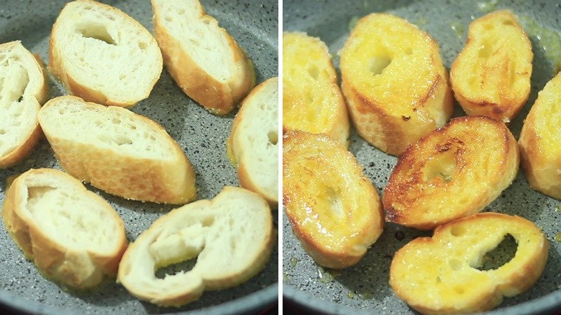 Chiên bánh mì bơ đường bằng chảo vàng giòn hấp dẫn