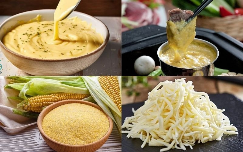 Công thức làm sốt phô mai kết hợp cùng bột ngô và phô mai kéo sợi