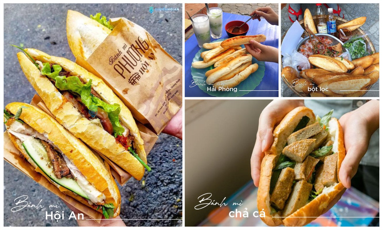 Đa dạng các loại bánh mì Việt Nam, thể hiện sự phong phú của ẩm thực từ Bắc vào Nam, bao gồm cả đặc sản Hà Nội.