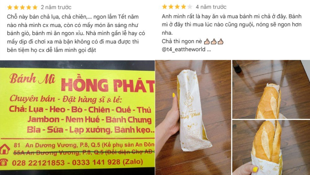 Đánh giá tích cực về Bánh mì Hồng Phát