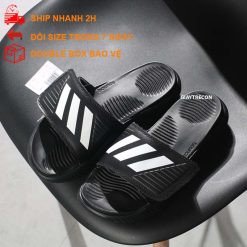 Dép Alphabounce Đen Logo Trắng