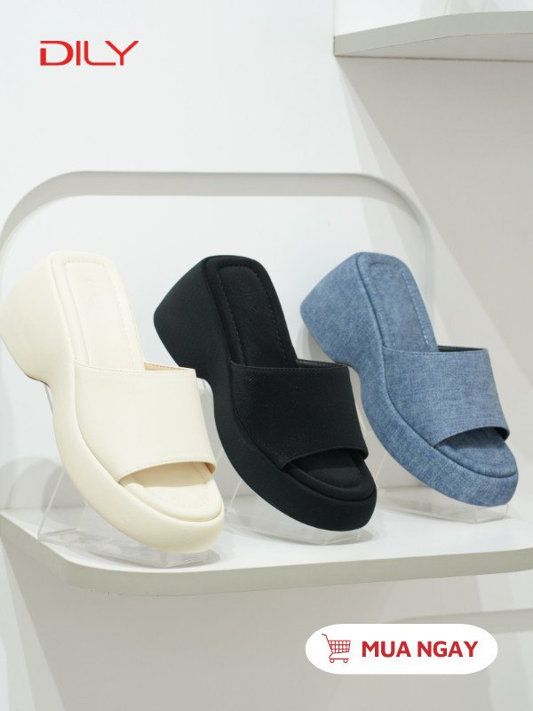 Dép bánh mì fashion quai ngang màu nâu tối giản