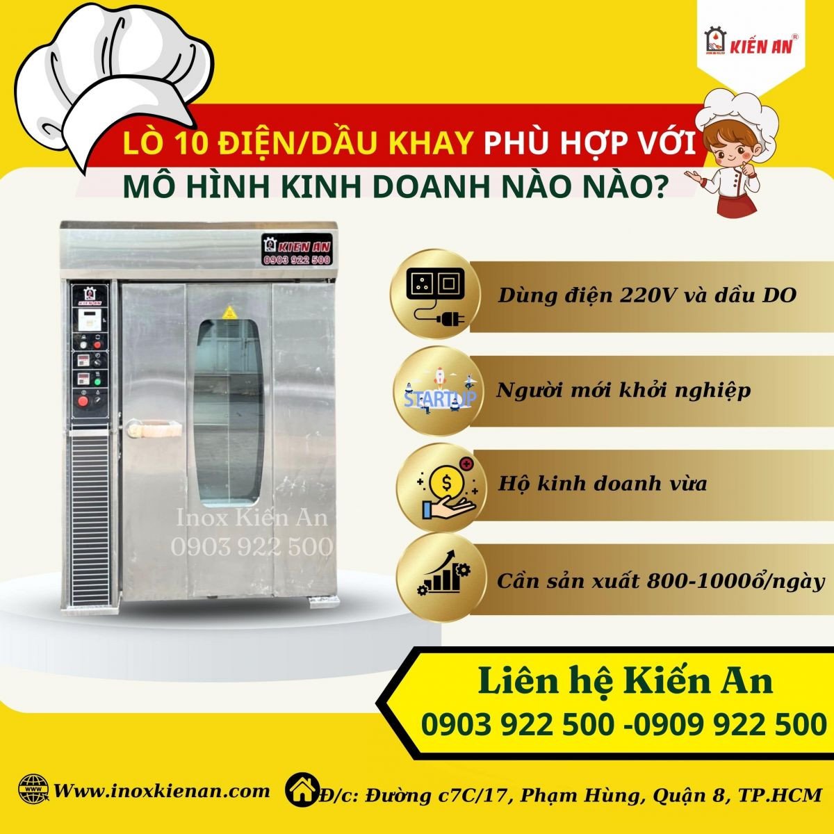 Đối tượng sử dụng lò xoay điện/dầu 10 khay Kiến An