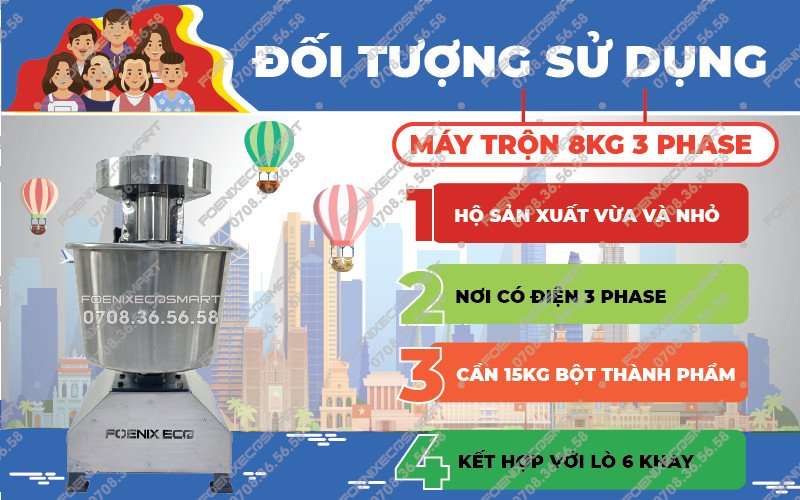 Đối tượng sử dụng Máy Trộn Bột Bánh Mì 8kg 3 Phase FOENIX ECO