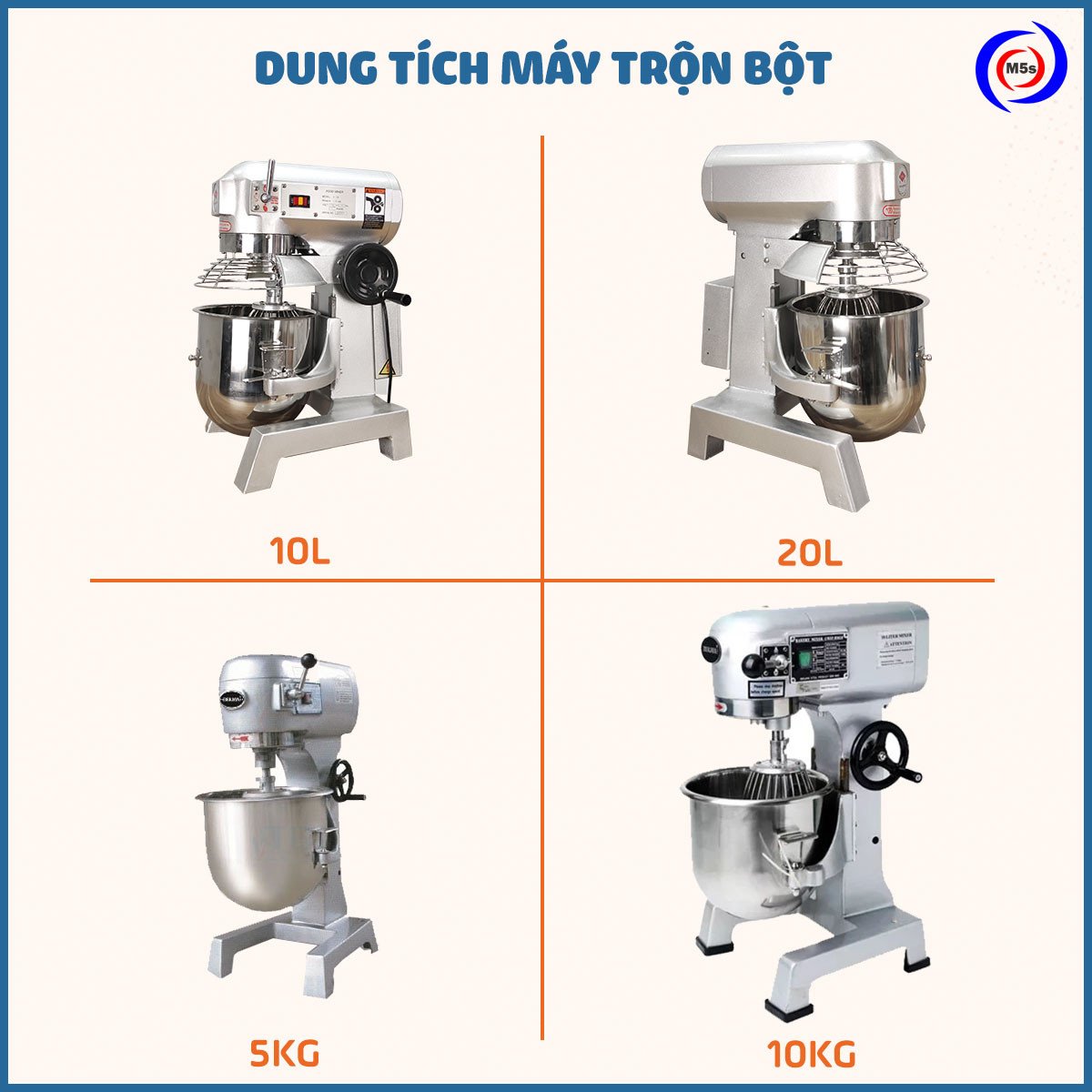 Dung tích các loại máy trộn bột