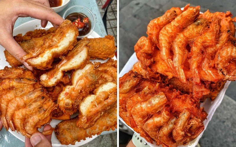 Giá cả bình dân của bánh mì chiên tôm hấp dẫn