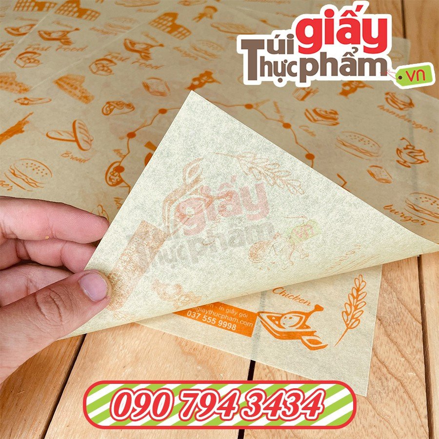 Giấy gói bánh mì kraft nâu thân thiện môi trường, phong cách vintage.