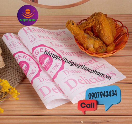 Giấy gói bánh mì sandwich in hình cho món burger thơm ngon