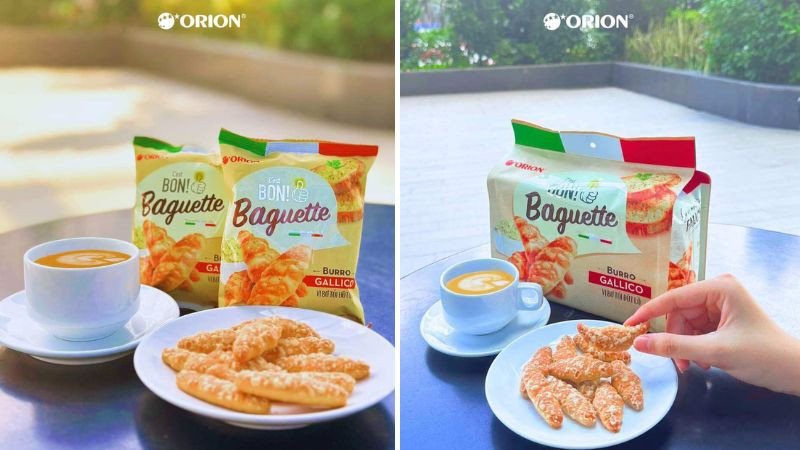 Gói bánh mì baguette Orion vị bơ tỏi nướng giòn rụm
