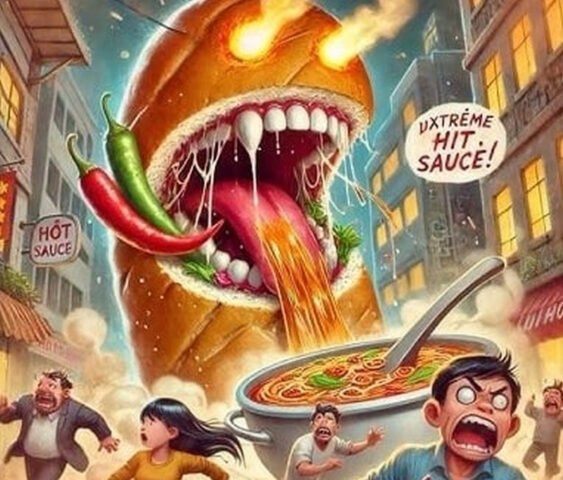 Hình ảnh bánh mì ram ram với khuôn mặt quái vật hài hước, minh họa cho trend 'thối não' trên mạng xã hội.