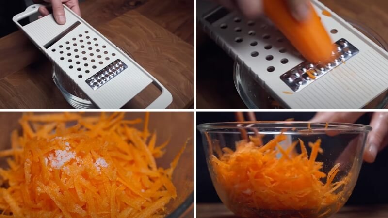 Hình ảnh bào cà rốt và ướp gia vị