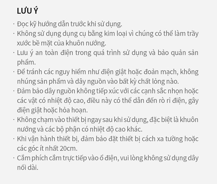 Hình ảnh minh họa các lưu ý khi dùng máy kẹp bánh mì Lock&amp;Lock